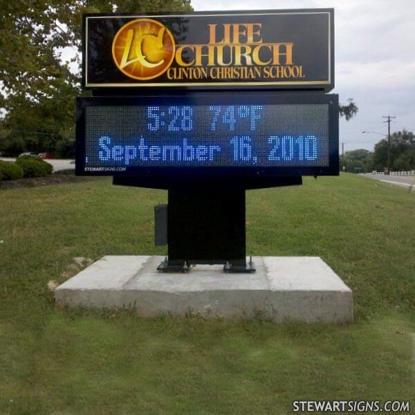 School Sign for Life Church & Clinton Christian School