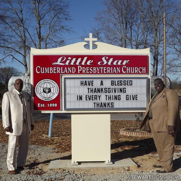 Church Sign for Little Star Cumberland Presbyterian Church