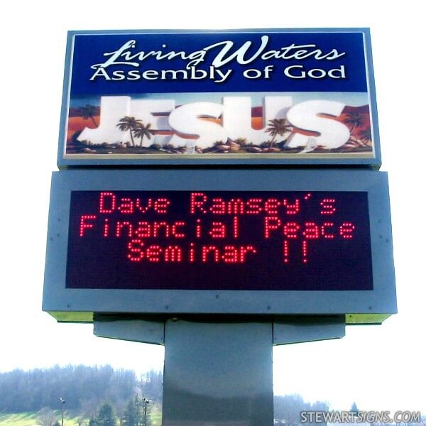 Church Sign for Living Waters Assembly of God