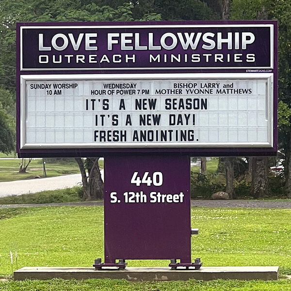 Church Sign for Love Fellowship Outreach Ministries