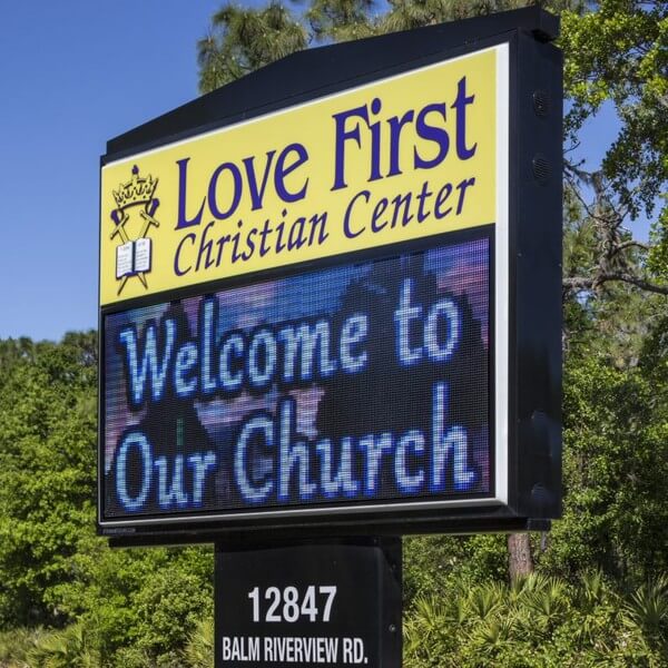 Church Sign for Love First Christian Center