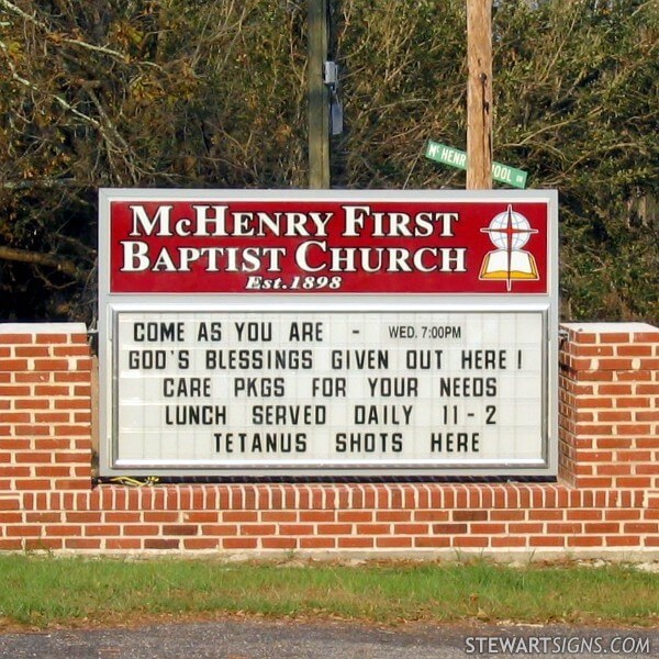 Church Sign for Mc Henry First Baptist Church