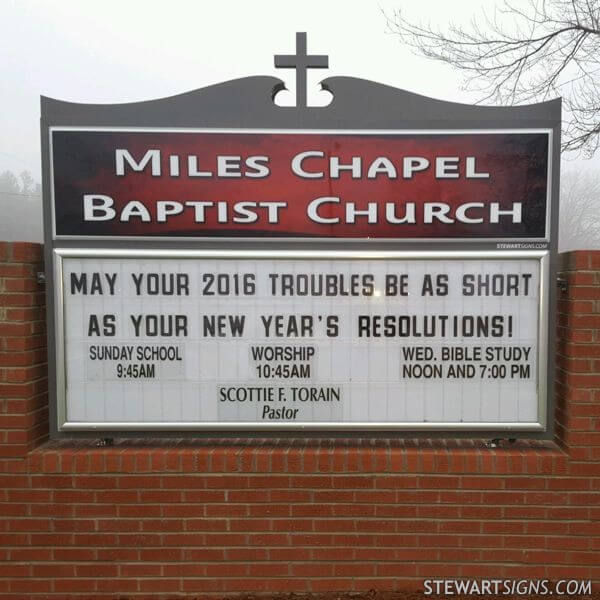 Church Sign for Miles Chapel Church