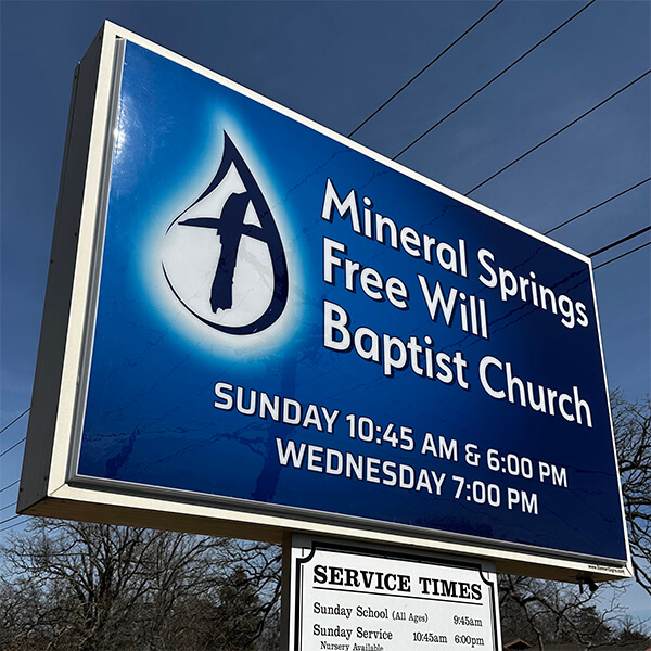 Church Sign for Mineral Springs Free Will Baptist Church
