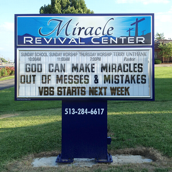 Church Sign for Miracle Revival Center