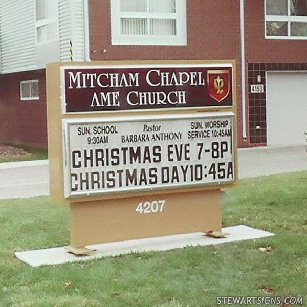 Church Sign for Mitcham Chapel AME Church