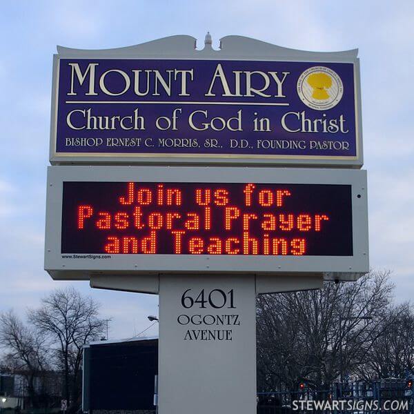 Church Sign for Mt. Airy Church of God in Christ