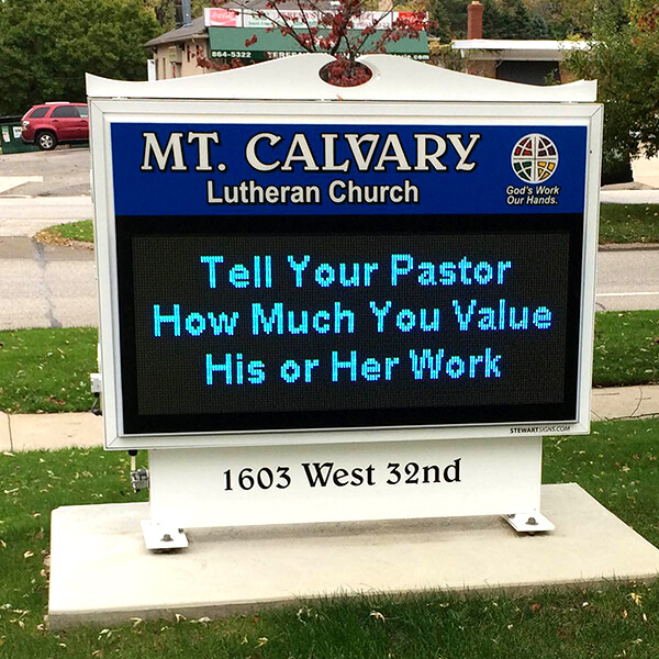 Church Sign for Mount Calvary Lutheran Church