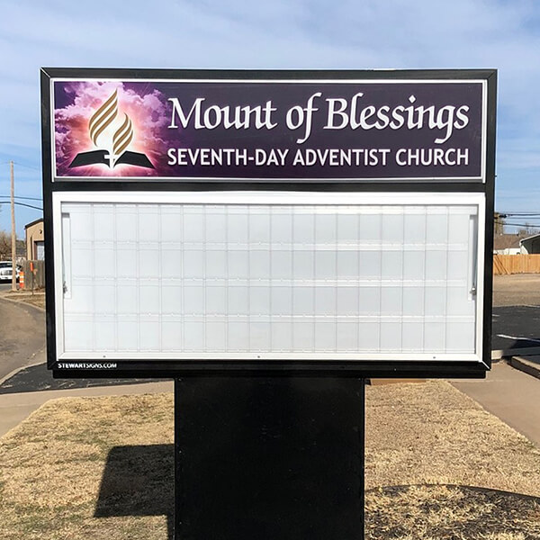 Church Sign for Mount of Blessings SDA Church