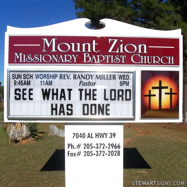 Church Sign for Mount Zion Baptist Church