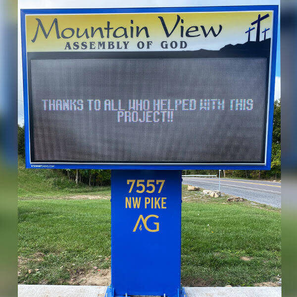 Church Sign for Mountain View Assembly of God