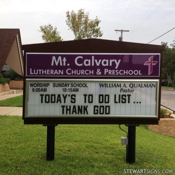 Church Sign for Mt. Calvary Lutheran Church & School