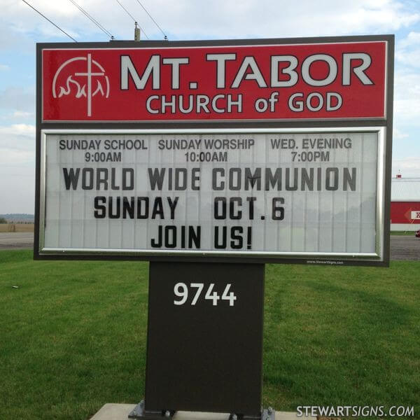 Church Sign for Mt. Tabor Church of God