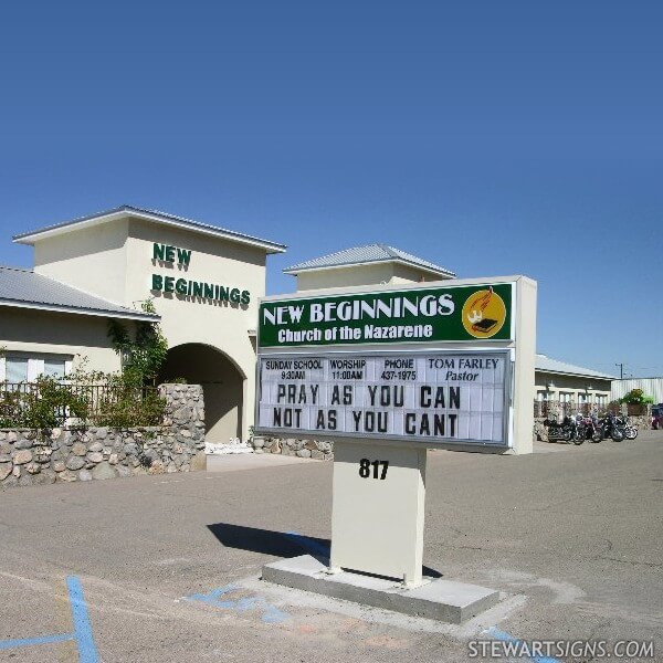 Church Sign for New Beginnings Church of the Nazarene