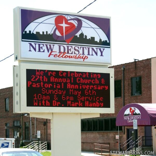 Church Sign for New Destiny Fellowship Inc