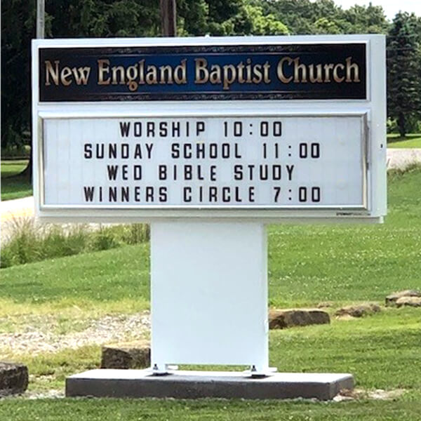 Church Sign for New England Baptist Church