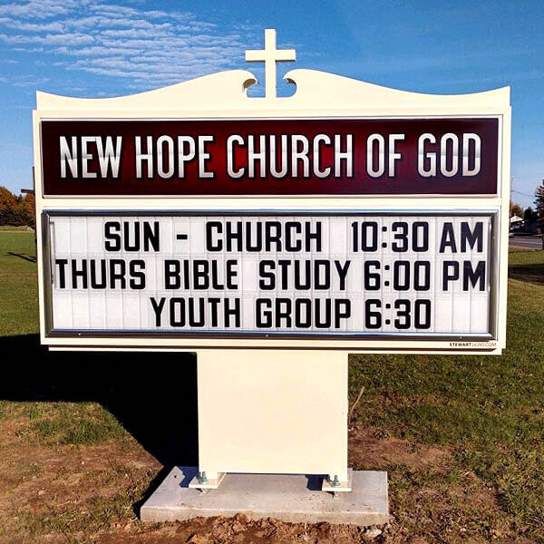 Church Sign for New Hope Church of God