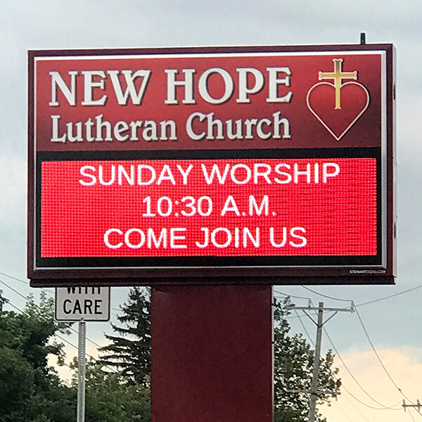 Church Sign for New Hope Lutheran Church