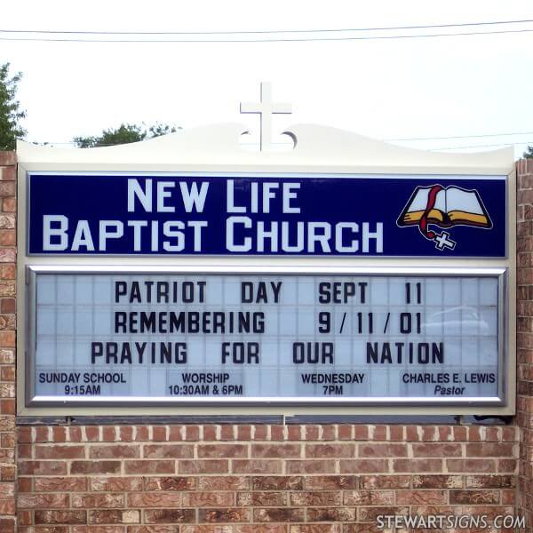 Church Sign for New Life Baptist Church