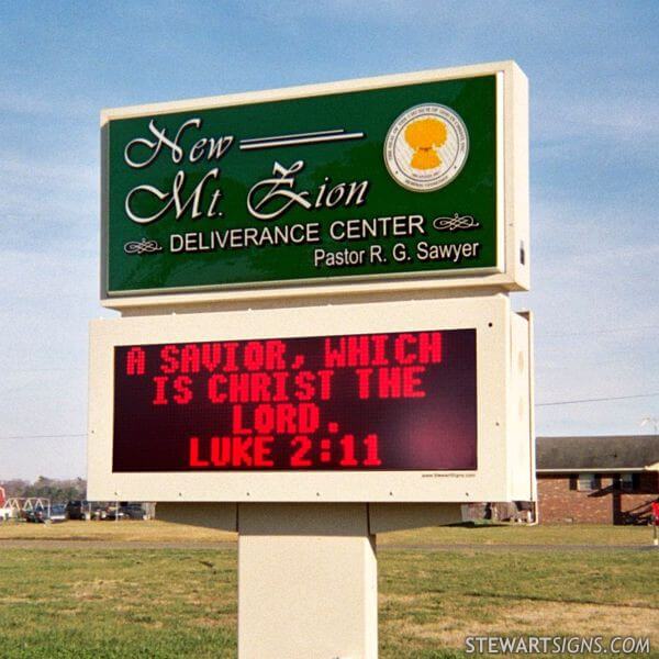 Church Sign for New Mt. Zion Deliverance Center