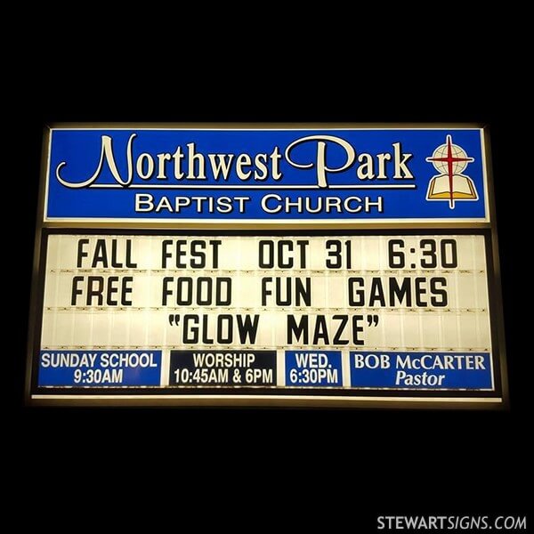 Church Sign for Northwest Park Baptist Church
