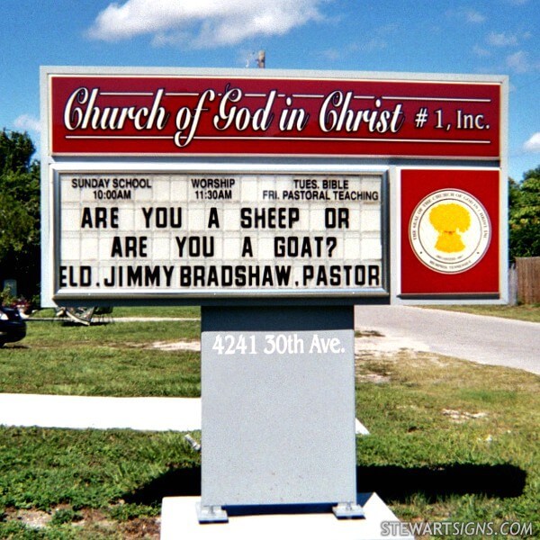 Church Sign for Church of God in Christ Number One