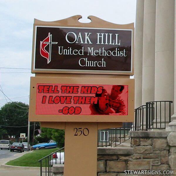 Church Sign for Oak Hill United Methodist Church
