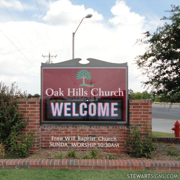 Church Sign for Oak Hills Church