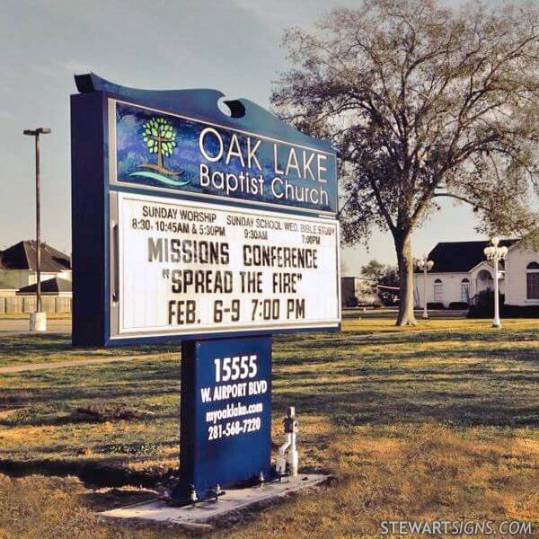 Church Sign for Oak Lake Baptist Church