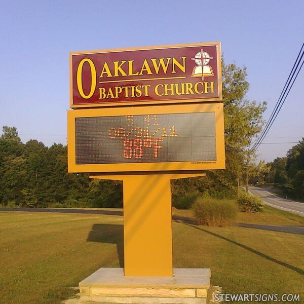 Church Sign for Oaklawn Baptist Church