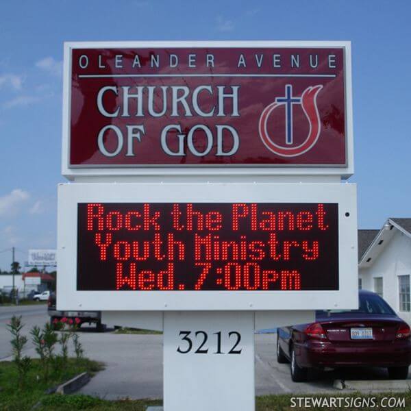 Church Sign for Oleander Avenue Church of God