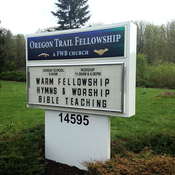 Church Sign for Oregon Trail Free Will Baptist Church