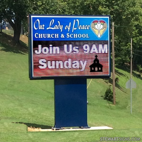 School Sign for Our Lady of Peace Church & School