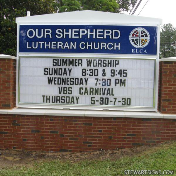 Church Sign for Our Shepherd Lutheran Church