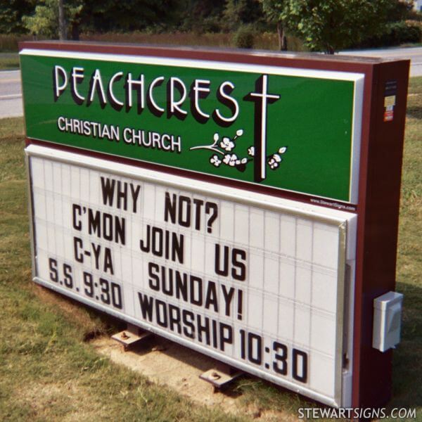 Church Sign for Peachcrest Christian Church