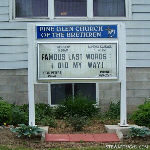 Church Sign for Pine Glen Church of the Brethren