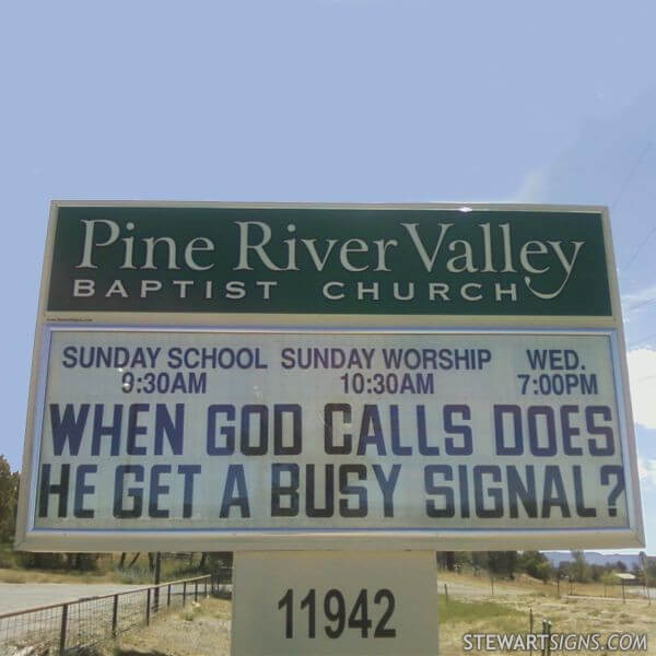 Church Sign for Pine River Valley Baptist Church
