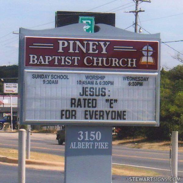 Church Sign for Piney Baptist Church