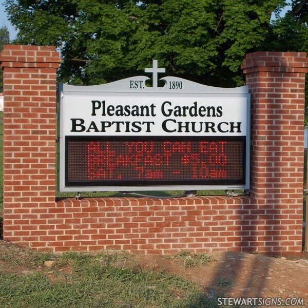 Church Sign for Pleasant Gardens Baptist Church