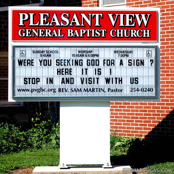 Church Sign for Pleasant View General Baptist Church