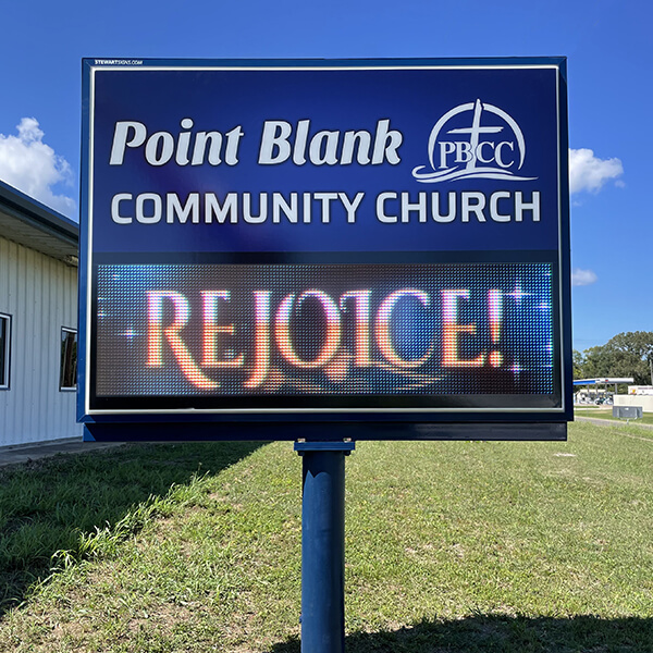 Church Sign for Point Blank Community Church