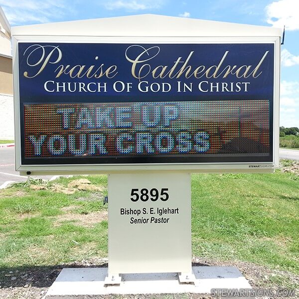 Church Sign for Praise Cathedral C. O. G. I. C.