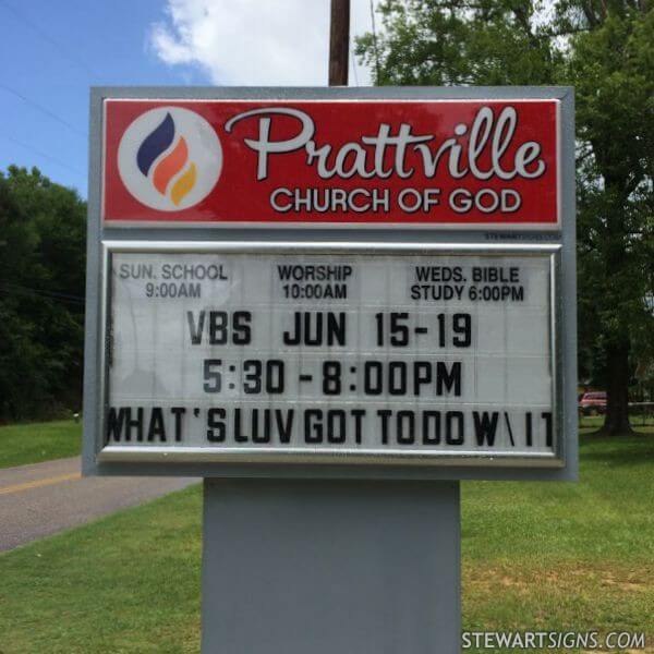 Church Sign for Prattville Church of God