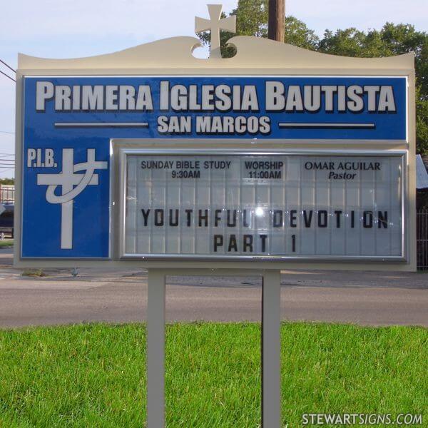 Church Sign for Primera Iglesia Bautista San Marcos