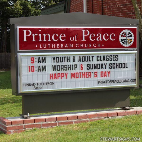 Church Sign for Prince of Peace Lutheran Church