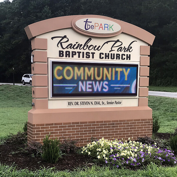Church Sign for Rainbow Park Baptist Church