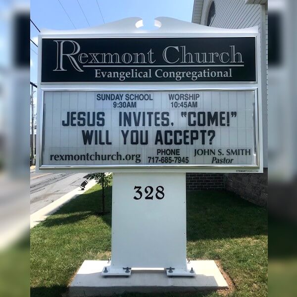 Church Sign for Rexmont Evangelical Congregational Church