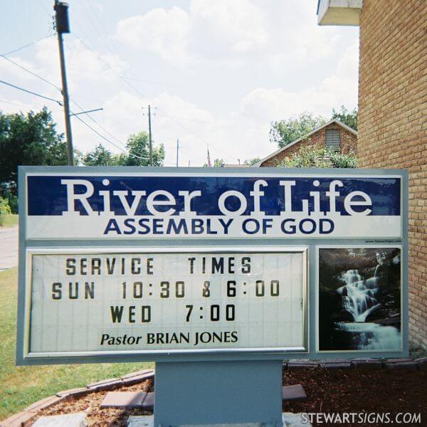 Church Sign for River of Life Assembly of God