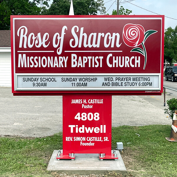 Church Sign for Rose of Sharon Missionary Baptist Church