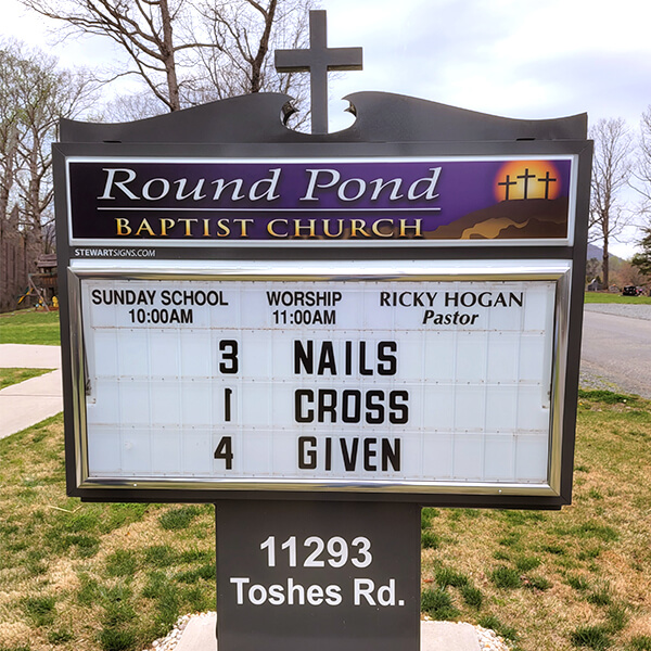 Church Sign for Round Pond Baptist Church